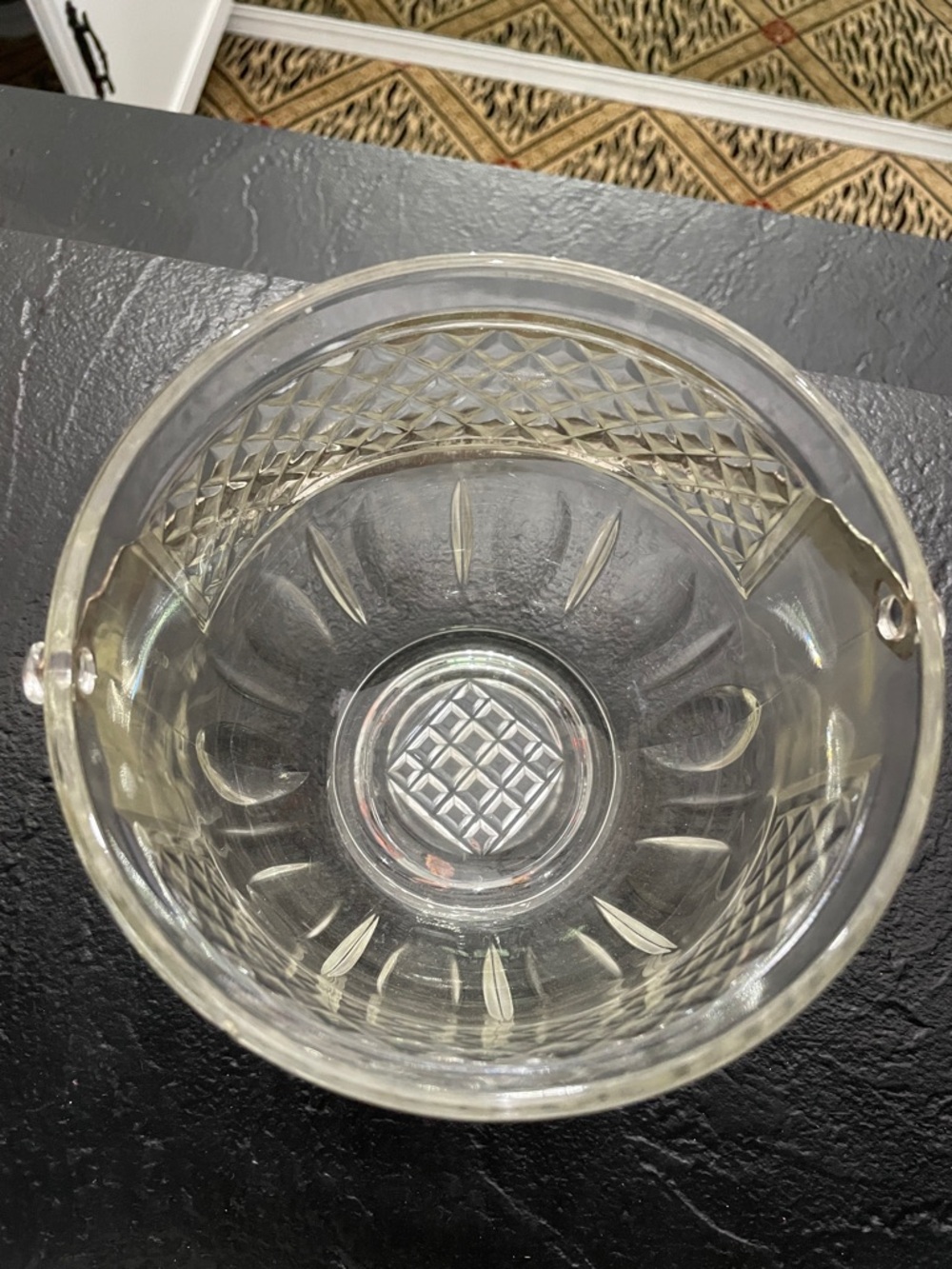 Vintage Ice BucketCut Glass Crystal Basket Pair with Silver-Tone Handles -Clear - Picture 7 of 12